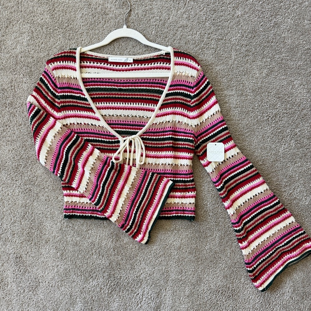 Altar'd State Multicolor Striped Bell Sleeve Sweater